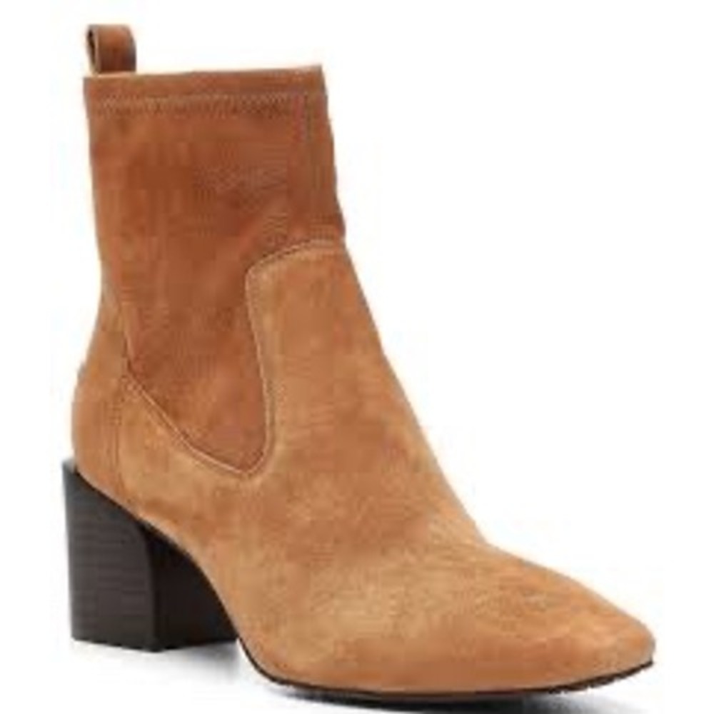 Donald Pliner Abbie Suede Leather Ankle Boots Block Heel Zip Up Women's 6.5M